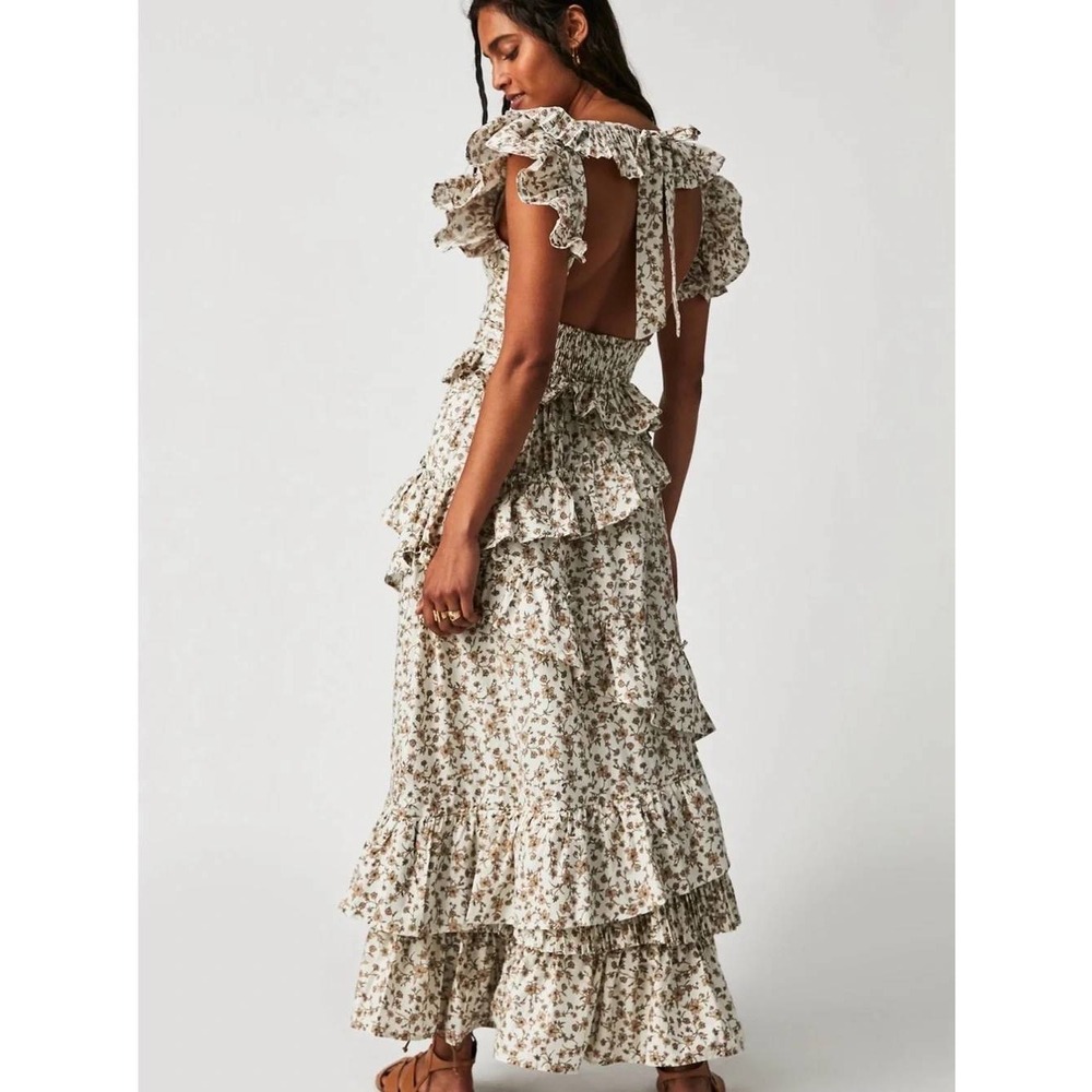 En Saison Gianna Maxi Dress Ruffled Tiered Floral Boho Free People Size Medium - Picture 3 of 14